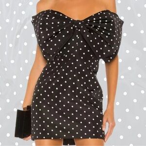 Bardot Black Strapless Polka Dot Dress